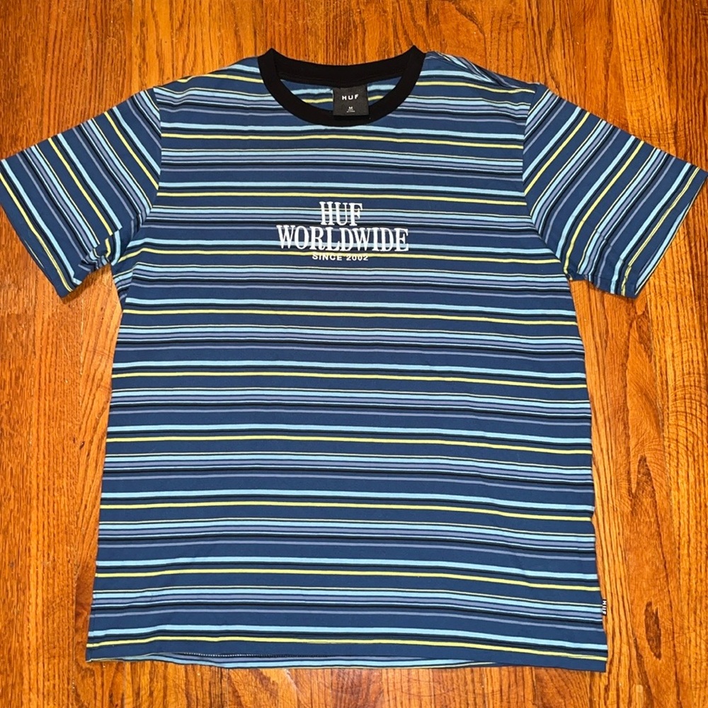 HUF Striped T-Shirt Blue Size M